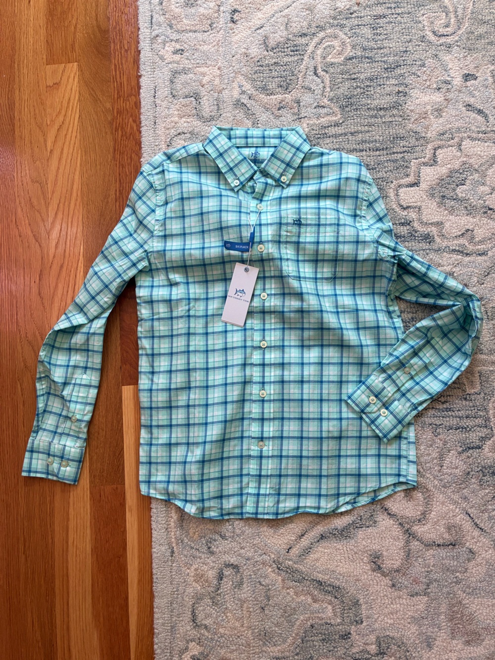 Southern Tide Men's Plaid Button-Down Shirt - Aqua & Blue